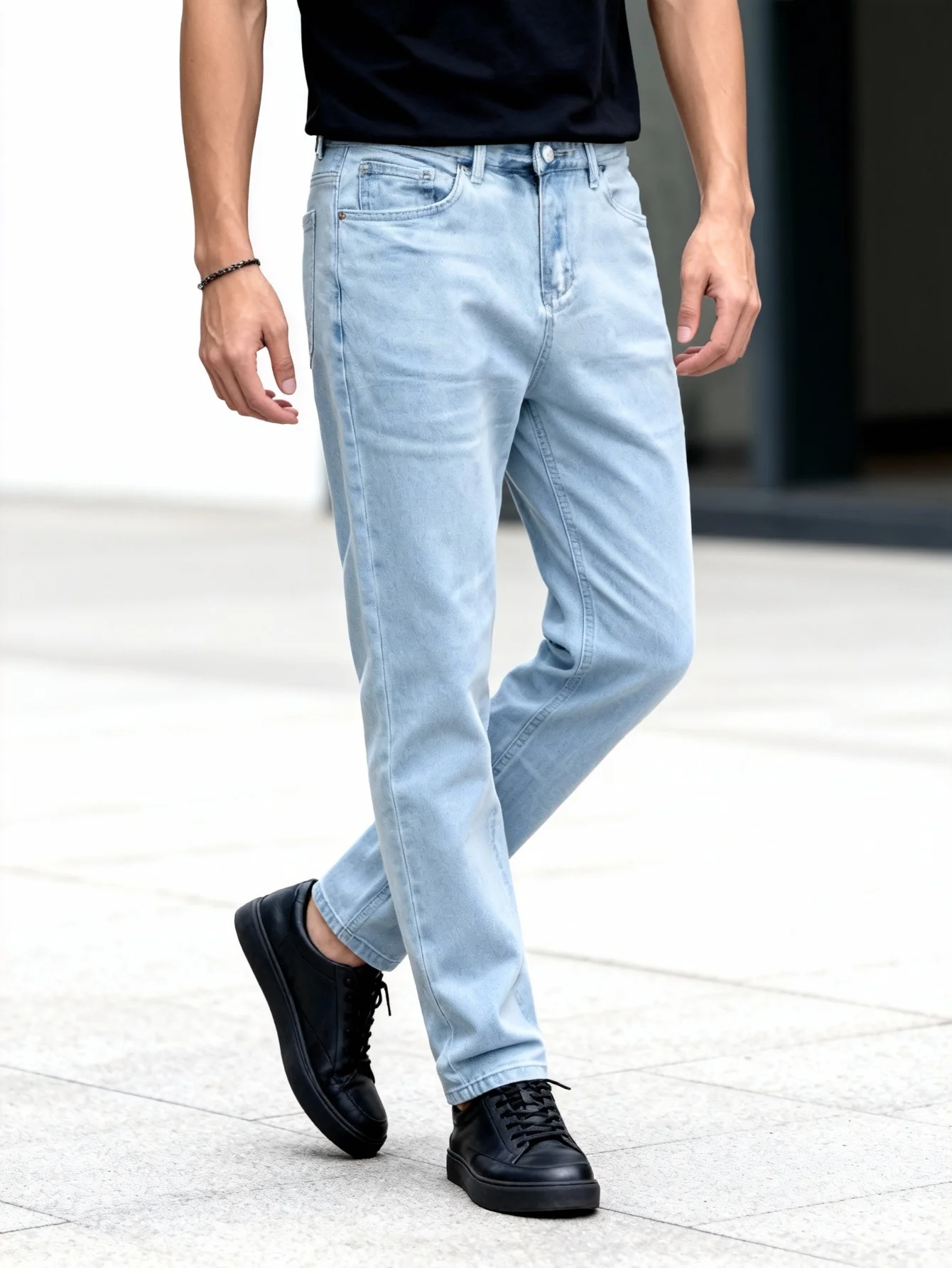 Men's Slim Narrow-leg Micro Stretch Jeans, Minimalist, Wear-resistant & Practical