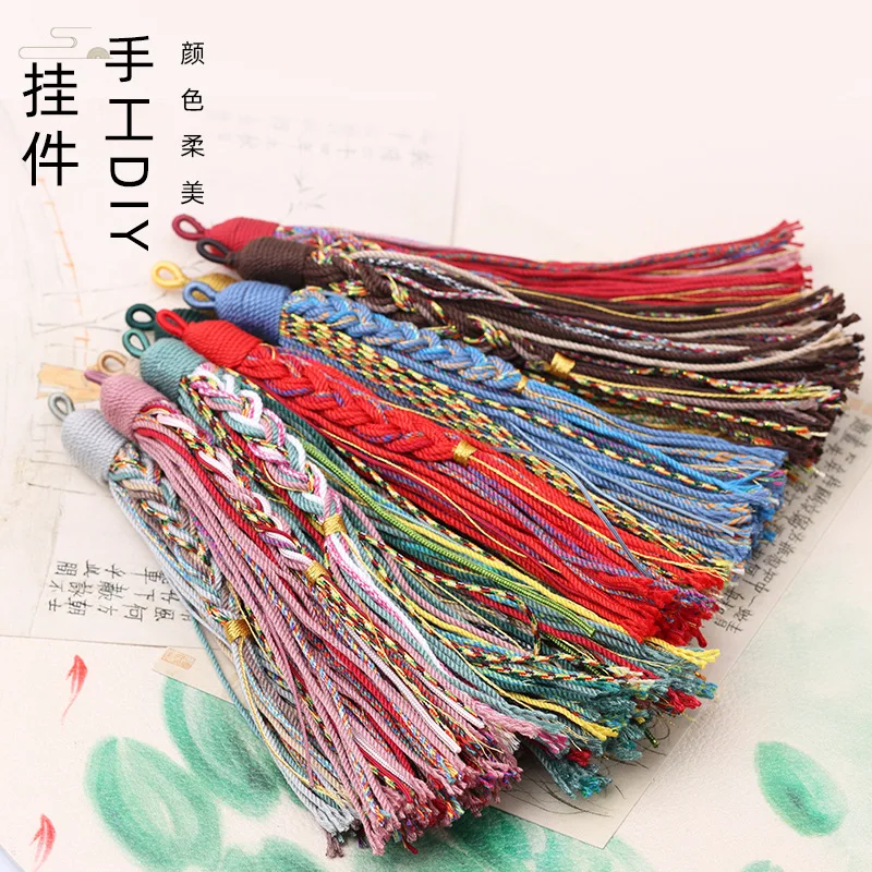 11cm Hand Twisted Cotton Thread Tibetan Style Tassel DIY Bookmark Crafts Jewelry Making Accessories Pendant DIY Car Decoration