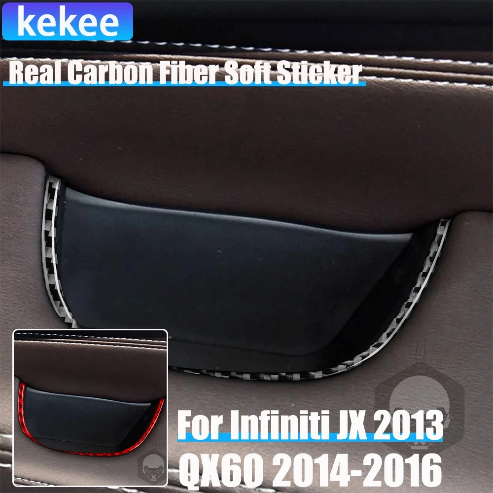 

Real Carbon Fiber Car Accessories Door Puller Strip Decorative Trim Cover Soft Sticker For Infiniti JX 2013 QX60 2014 2015 2016