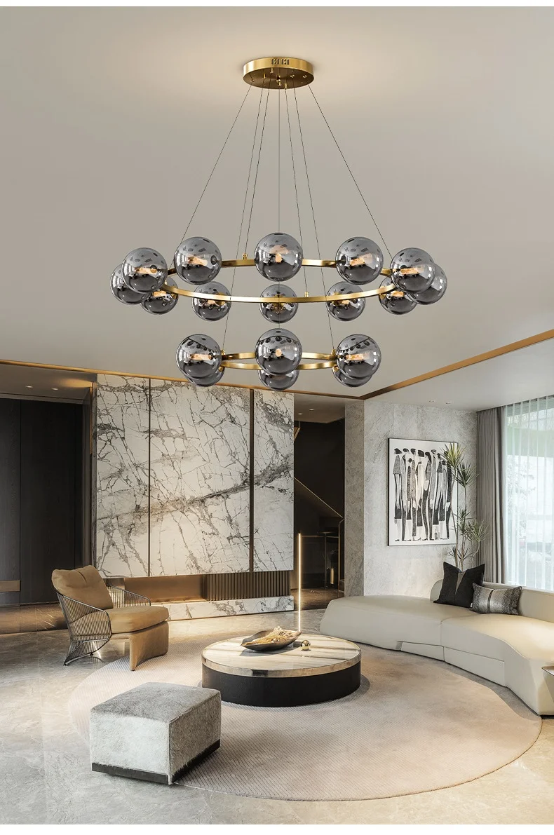 Nordic Glass Globes LED Chandelier Foyer G9 Pendant
