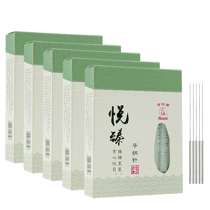 5 Boxes *100Pcs/box Hwato Stainless steel Acupuncture Needles Sterilization Without Guide Tube Chinese Accupuncture Therapy