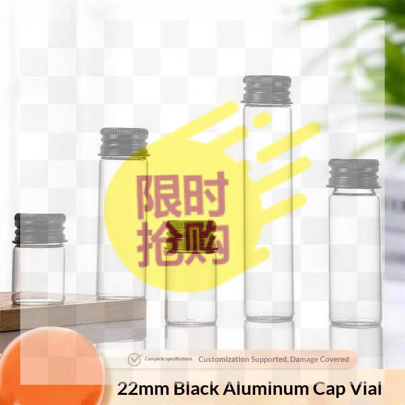 【HBA】10pcs Multiple Specifications Glass Jars With Black Aluminum Caps Potion Bottles Glass Bottle Glass Vessels For Art Craft