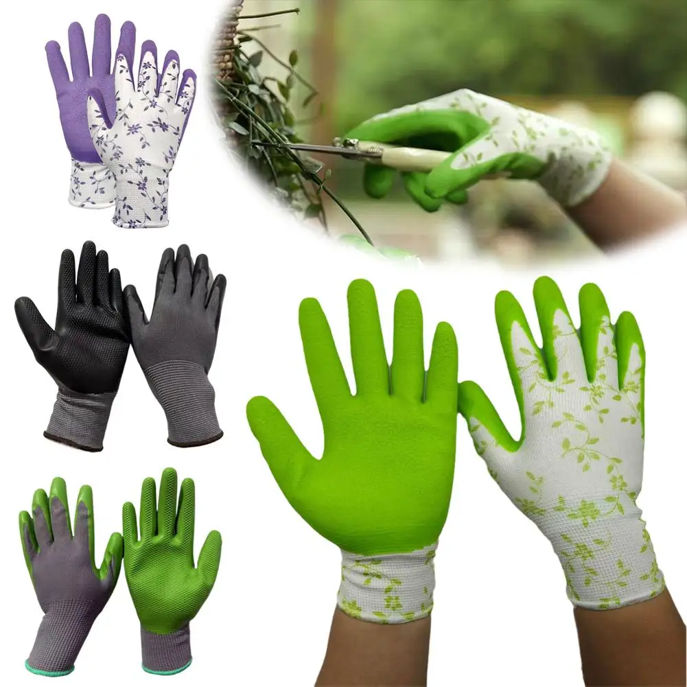 قفازات البستنة المطبوعة من رغوة اللاتكس للبستنة المناظر الطبيعية لتقوم بها بنفسك قفازات مطاطية قفاز العمل متوسطة الحجم يناسب معظم N4L2 #4