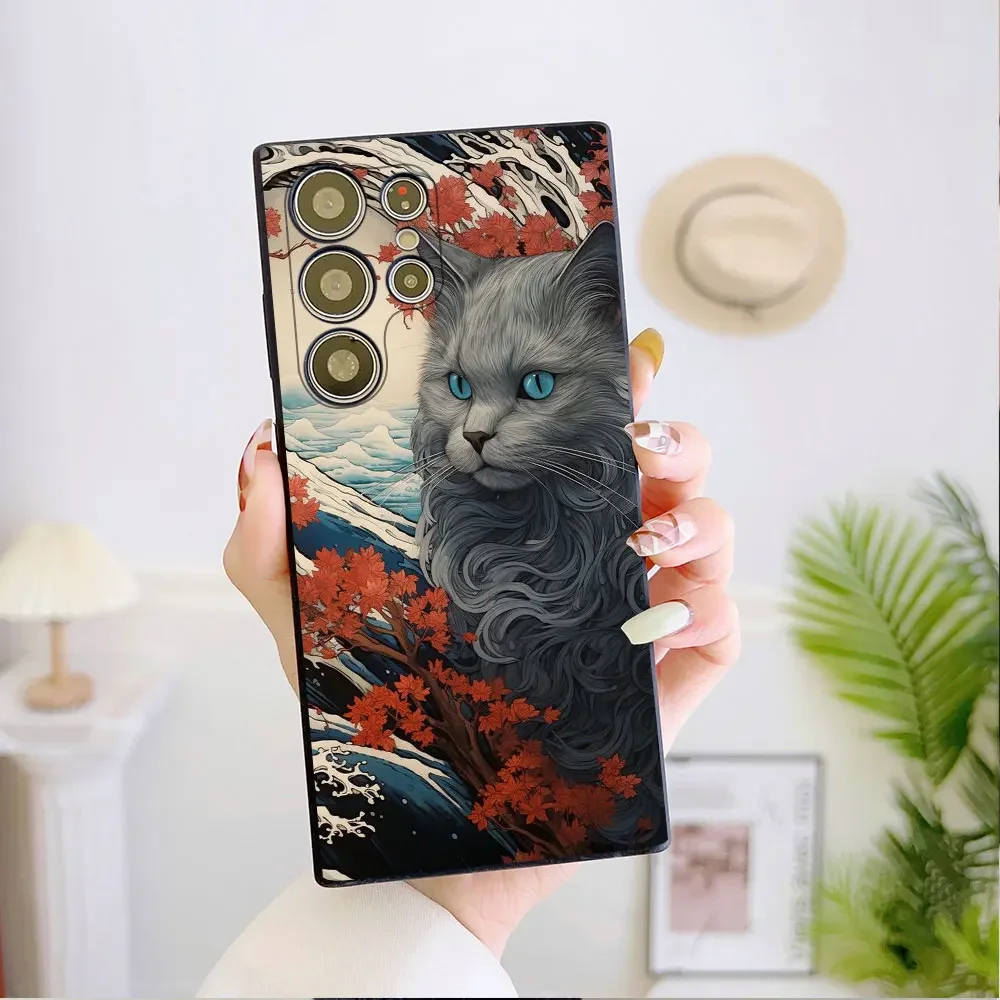 The Great Wave of Kanagawa Cat Phone Case for OPPO Realme C53 C55 C33 C31 C30 C25 C20Y 7 8 9I 10ProPlus 5G Soft Cover Art Fundas