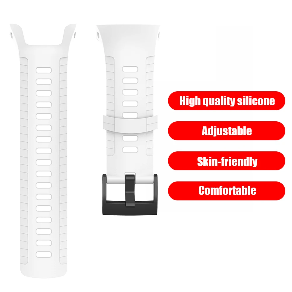Silicone Replacement Watchband for Suunto 5 Watch Band Wrist Strap (White)