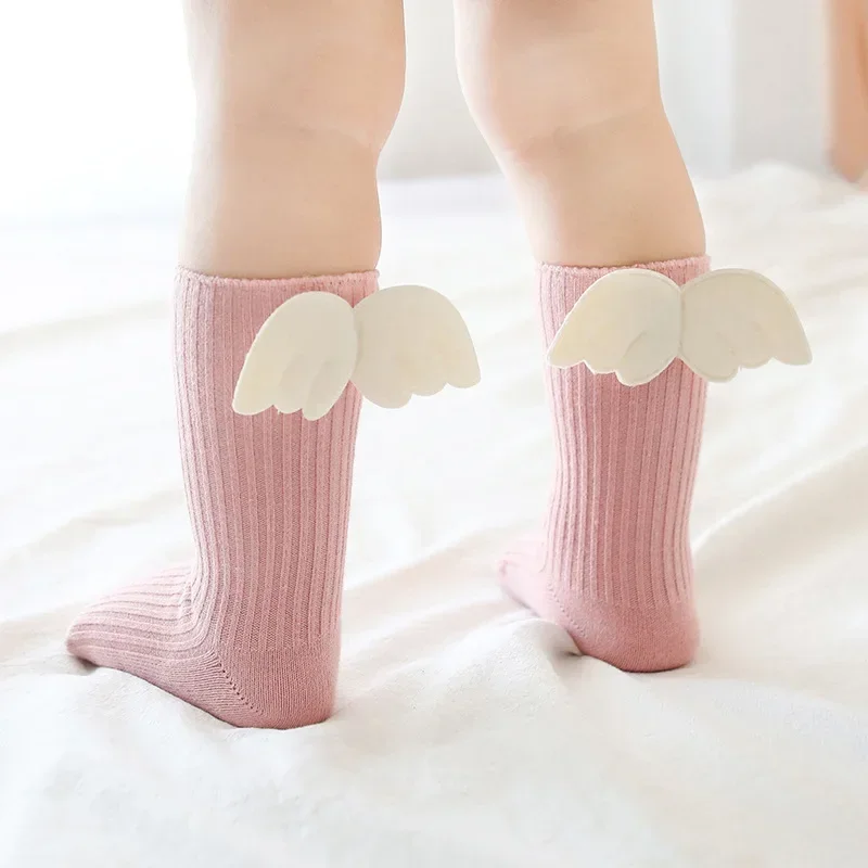 Newborn Sock Anti-slip Creative Wings Silicone Non-Slip Baby Knee Length Sock Mid Tube Children's Angel Floor Socks for Toddler