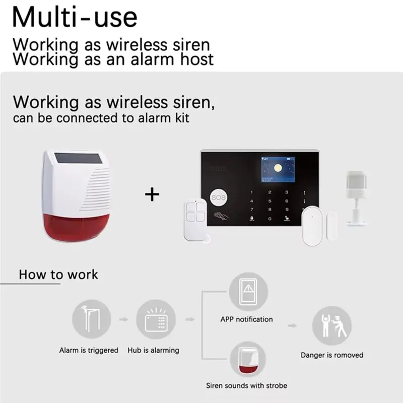 【PRECIO CALIENTE!】Solar Powered 433Mhz inalámbrico al aire libre estroboscópico Flash sirena luz impermeable para sistema de alarma antirrobo de seguridad para el hogar