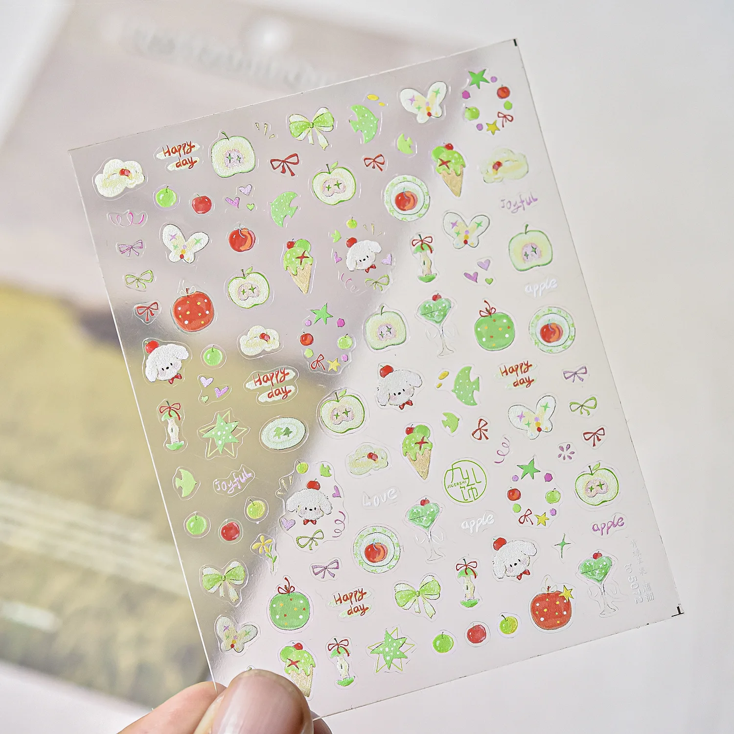 Leuke Flash Aardbei Appel Beer Hond Hoge Kwaliteit Nagelstickers Nail Art Decoratie Decals Ontwerp T-5086