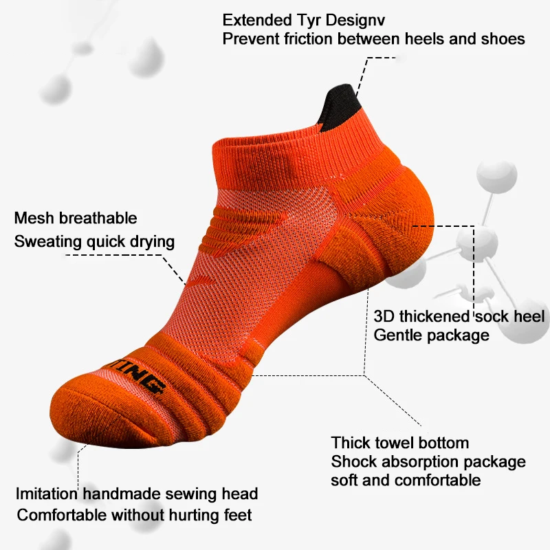 1/4 Pairs Men Professional Outdoor Sports Socks Fashionable Basketball Running Deodorizing Sweat Absorbing Towel Bottom Socks view 6