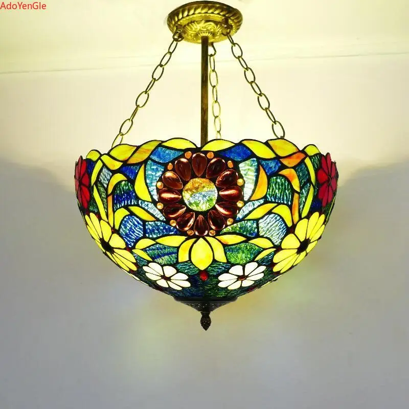 New pastoral chandelier living room dining room bar Creative personality stained glass grapes variety of chandeliers