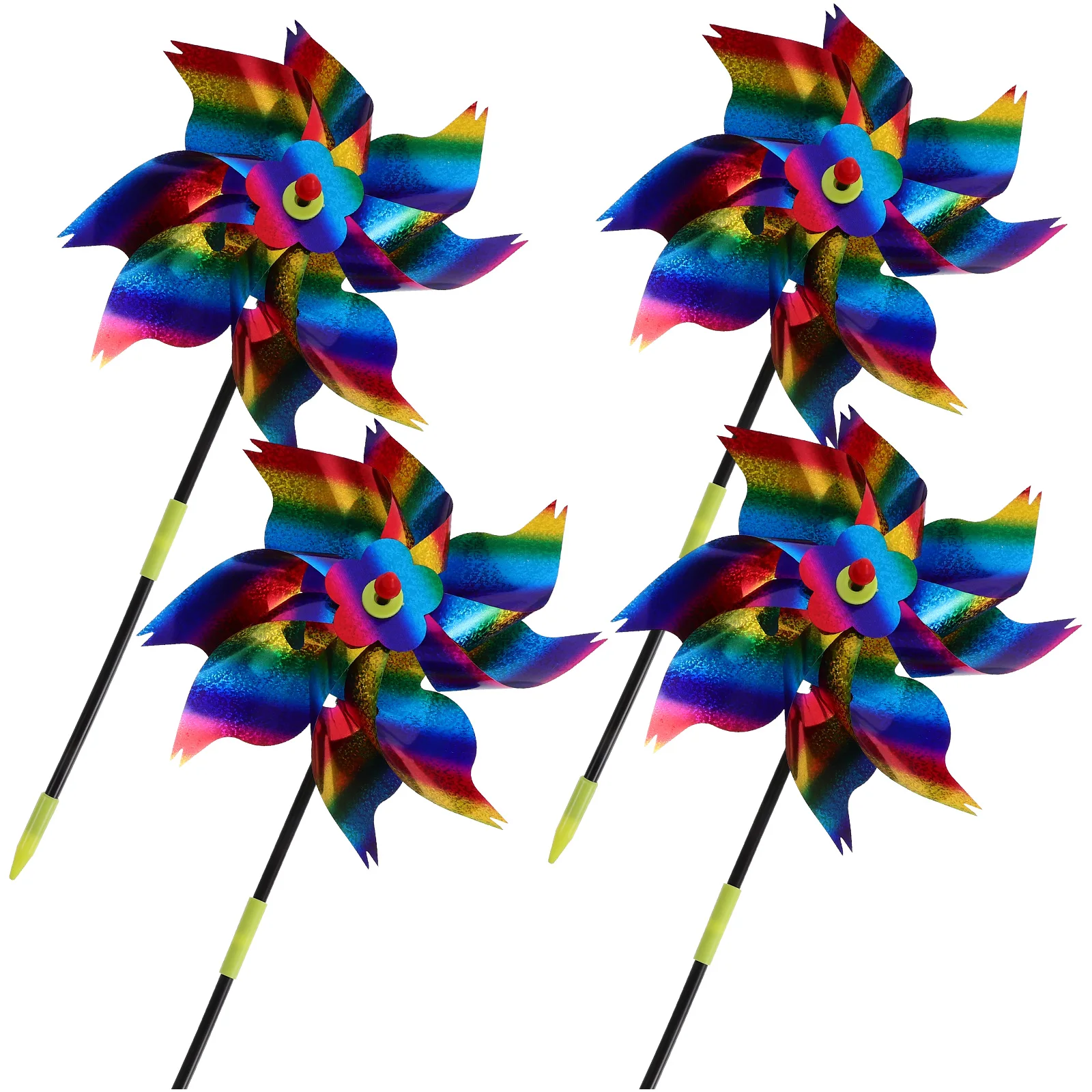 

4Pcs Yard Wind Spinners Plastic Rotating Lawn Windmill Outdoor Garden Decor Reflective Pinwheels Decorative Craft
