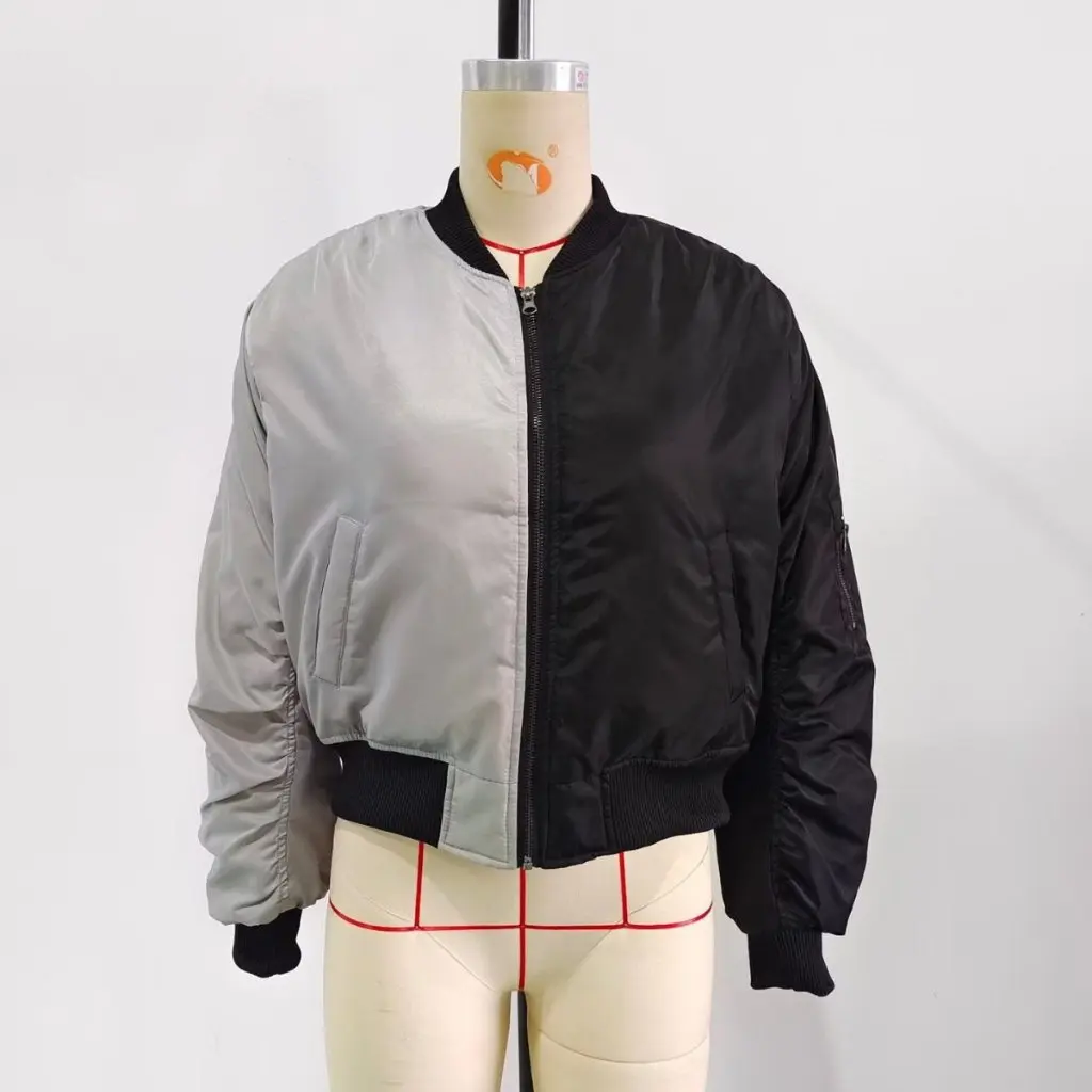 

Women's Cotton-Padded Jacket Winter Fashion Color-Block Patchwork European American Style Short Top Coat for Ladies