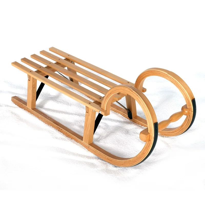

Wooden Skis Ice Carts Beech Wood Snowboards Foldable Snowboards with Backrests Ski Resort Equipment Sleds Winter Sleds