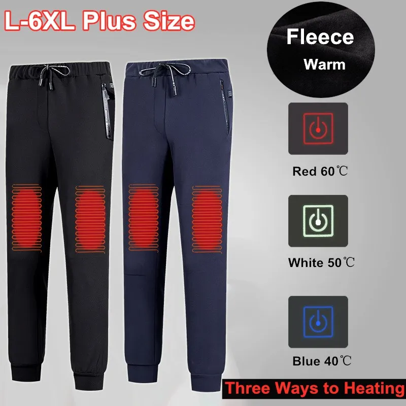 

6XL Charging Heating Fleece Pants Men Women Winter Plus Velvet Warm Heating Trousers Outdoor Thermal Cycling Fishing Skiing Pant