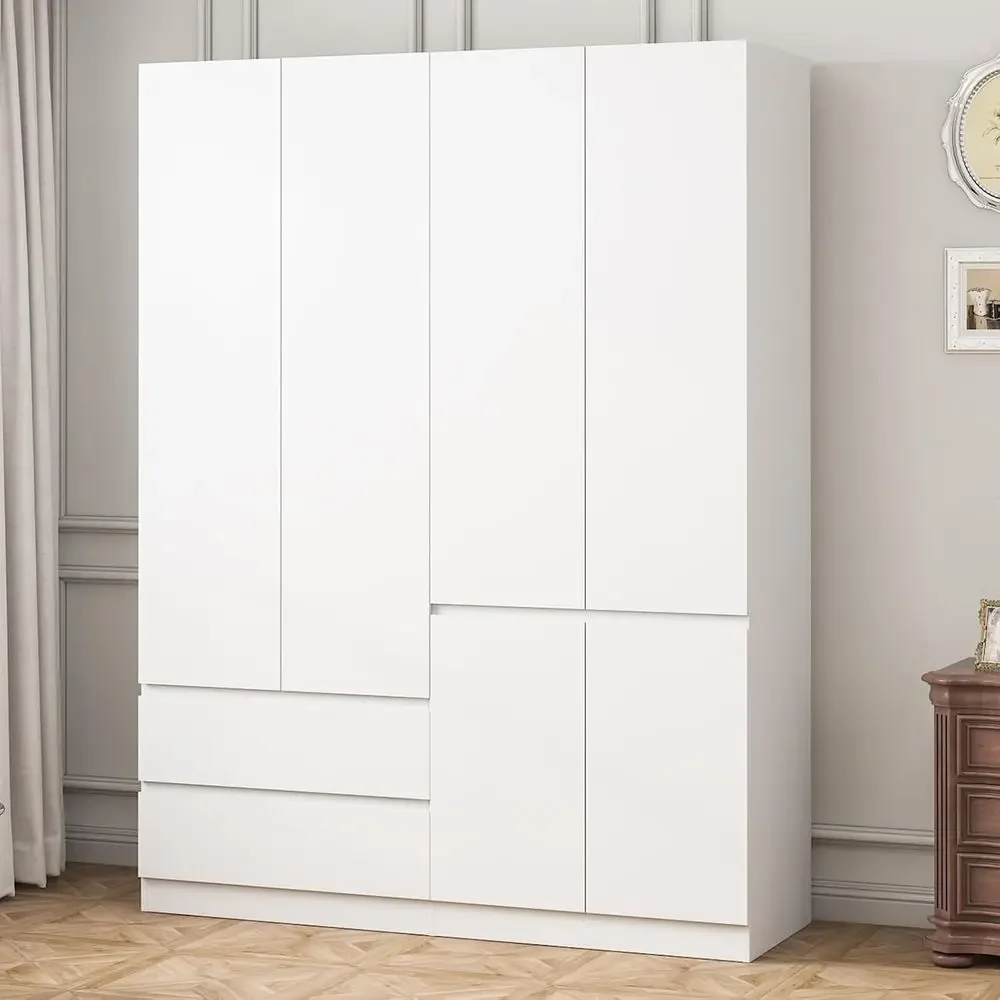 

Special Offer78.74" 4-Door Armoire Wardrobe Closet, Ern Bedroom Armoire With Ders And Hanging Rod, Wooden Wardrobe Closet Clothi