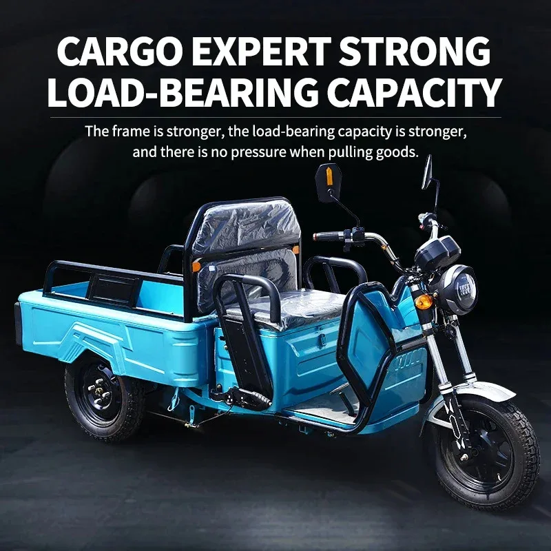 Factory Hot Selling Best Cargo E Trike 60V 800W Heavy  3 Wheel Electric  12" Fat Tire Adult  Delivery Tricycles For view 2