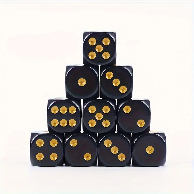 10pcs Black D6 Dice Set, Essential Toys For Multi-person Parties, Table Games For Bars And Clubs, Party Decor Supplies