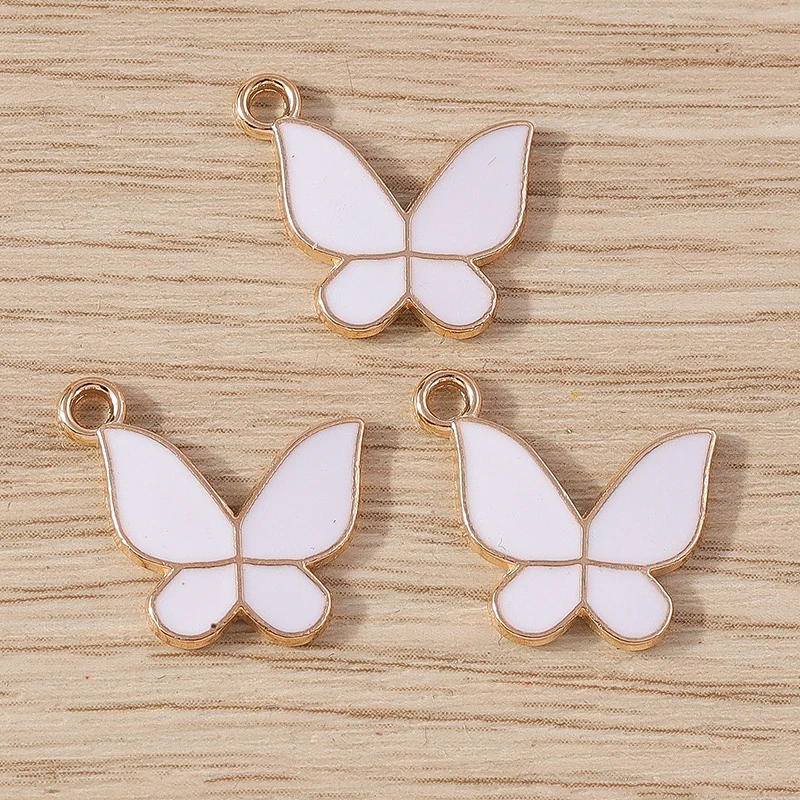 10 Stück 16x15mm Niedliche Bunte Emaille-Tieranhänger Fliegende Schmetterlinge für Schmuckherstellung Ohrringe Halskette DIY Basteln Geschenke – Detail 8
