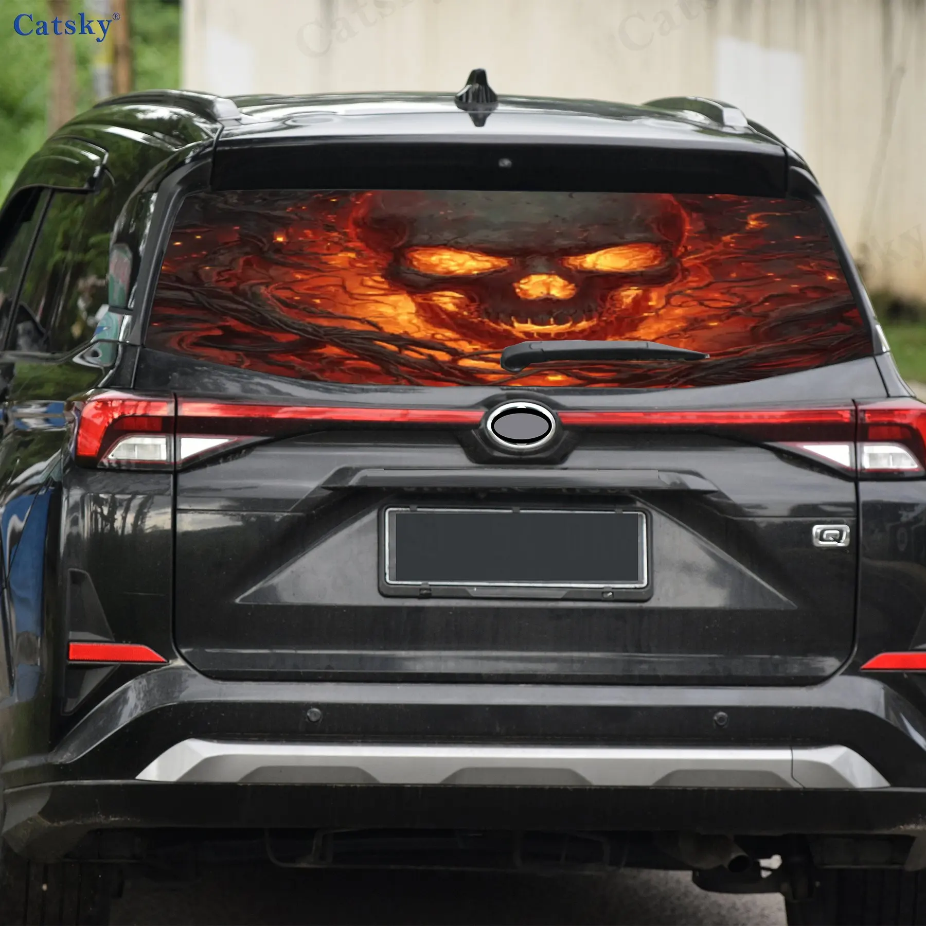 ملصق نافذة السيارة الخلفي المقاوم للماء من مادة PVC ذاتية اللصق من Blazing Skeleton Spirit، سهل اللصق دون السقوط، waterp #4