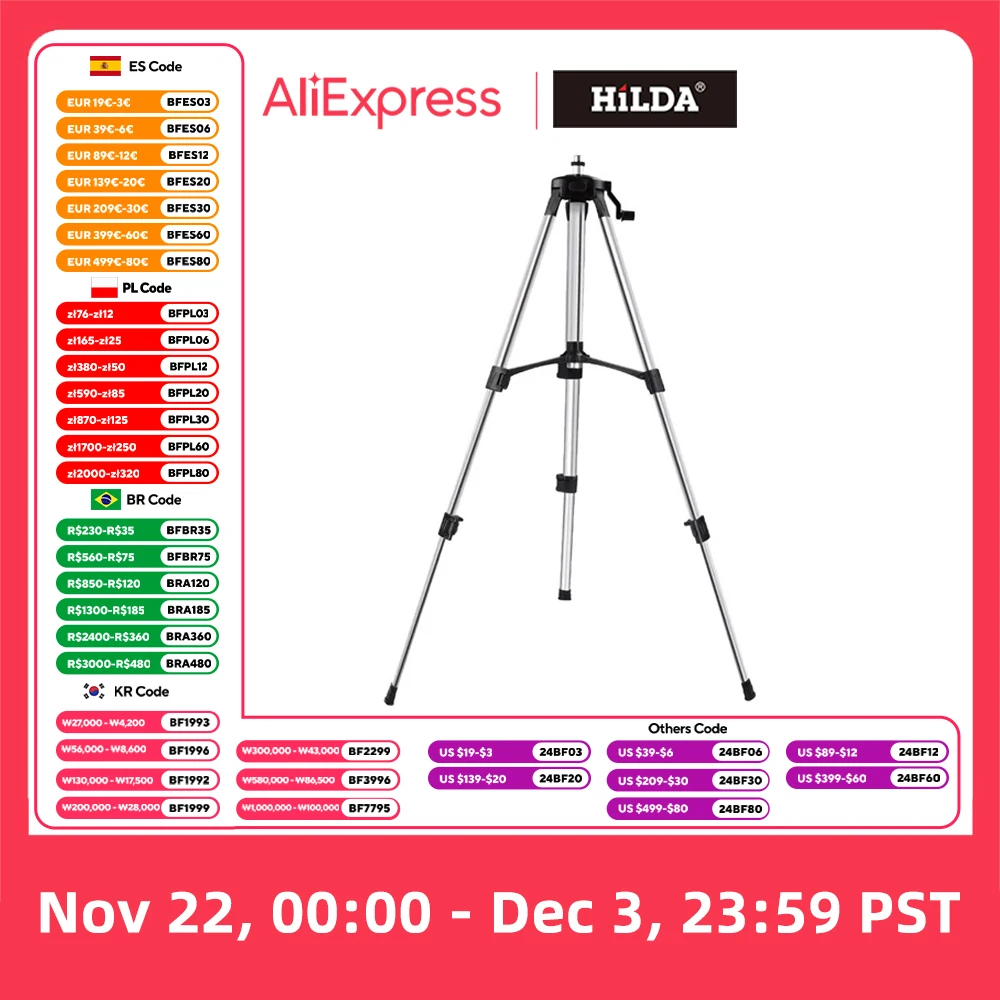 Hilda 1.2M Laser Level Tripod Professional Tripod Suitable for Laser Level Aluminum Tripod with 5/8 Adjustable