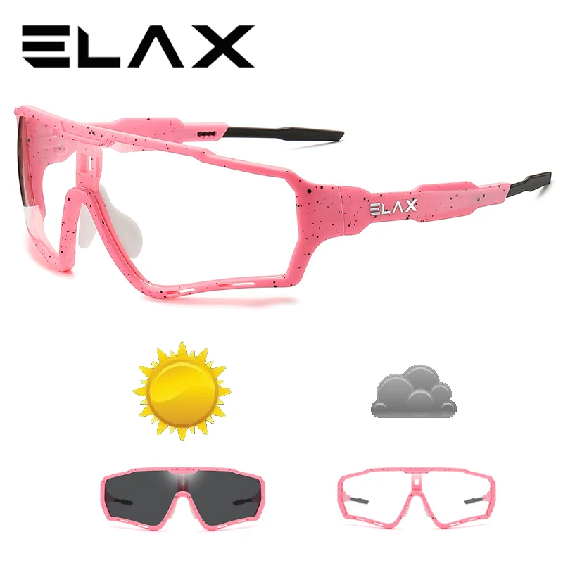 ELAX Brand New Men Women Mtb Photochromic Bicycle Eyewear New Bike Sun Goggles Sports Sunglasses Cycling Glasses