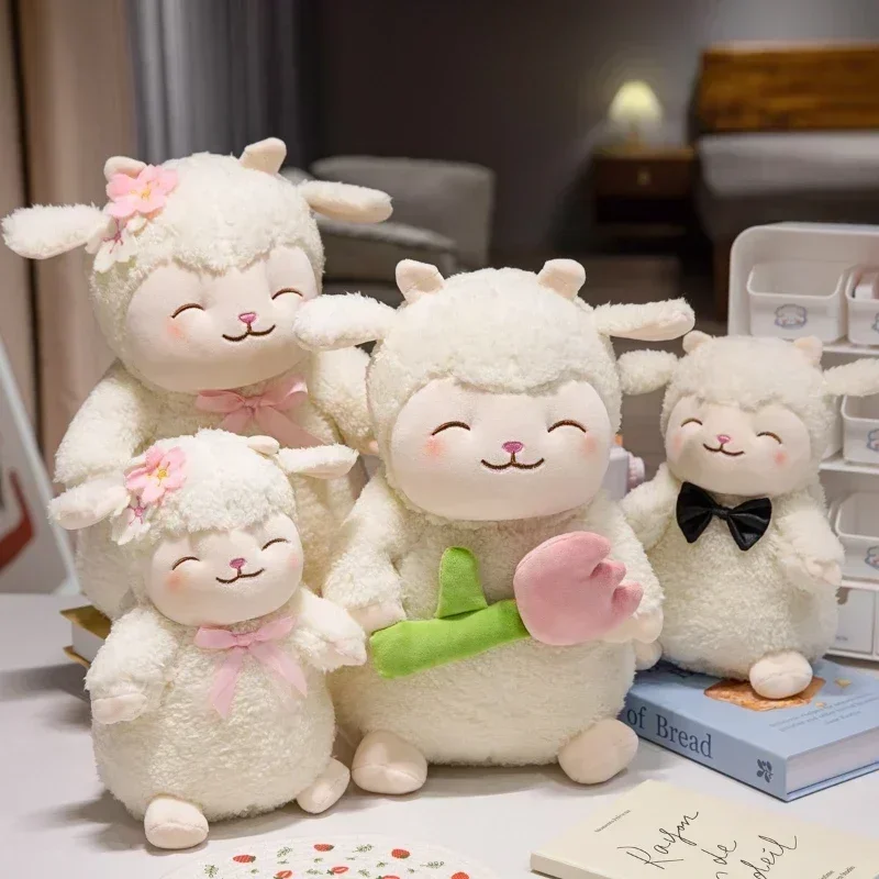 Lam Knuffeldier Zacht Schattig Lam Pluche Pop Schapen Speelspeelgoed Wit Verjaardag Kerstvakantie Pasen Thanksgiving Cadeau voor kinderen