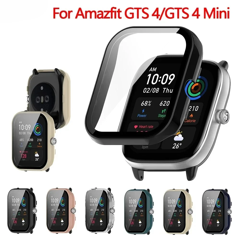 Housse PC + verre pour Huami Amazfit GTS 4 GTS 4 Mini montre intelligente, étui de protection pare-chocs pour Huami Amazfit Bip 5 3 Pro/Active(A2211)