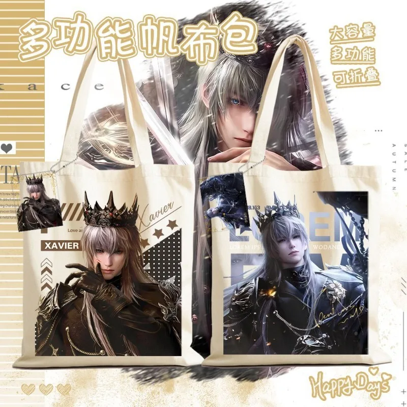

Game Love and Deepspace Cosplay Xavier King of Darknight Canvas 35x40cm Transparent Card Shoulder Bag Handbag Gifts