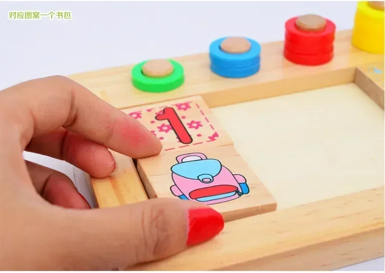 Planche logarithmique Montessori en bois pour enfants, matériaux d'apprentissage au comptage des nombres, éducation précoce, jouets mathématiques fuchsia, drôle