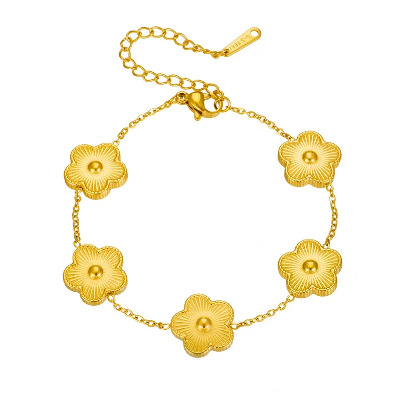 Women's High-Quality Plum Blossom Five Leaf Flower Bracelet Necklace