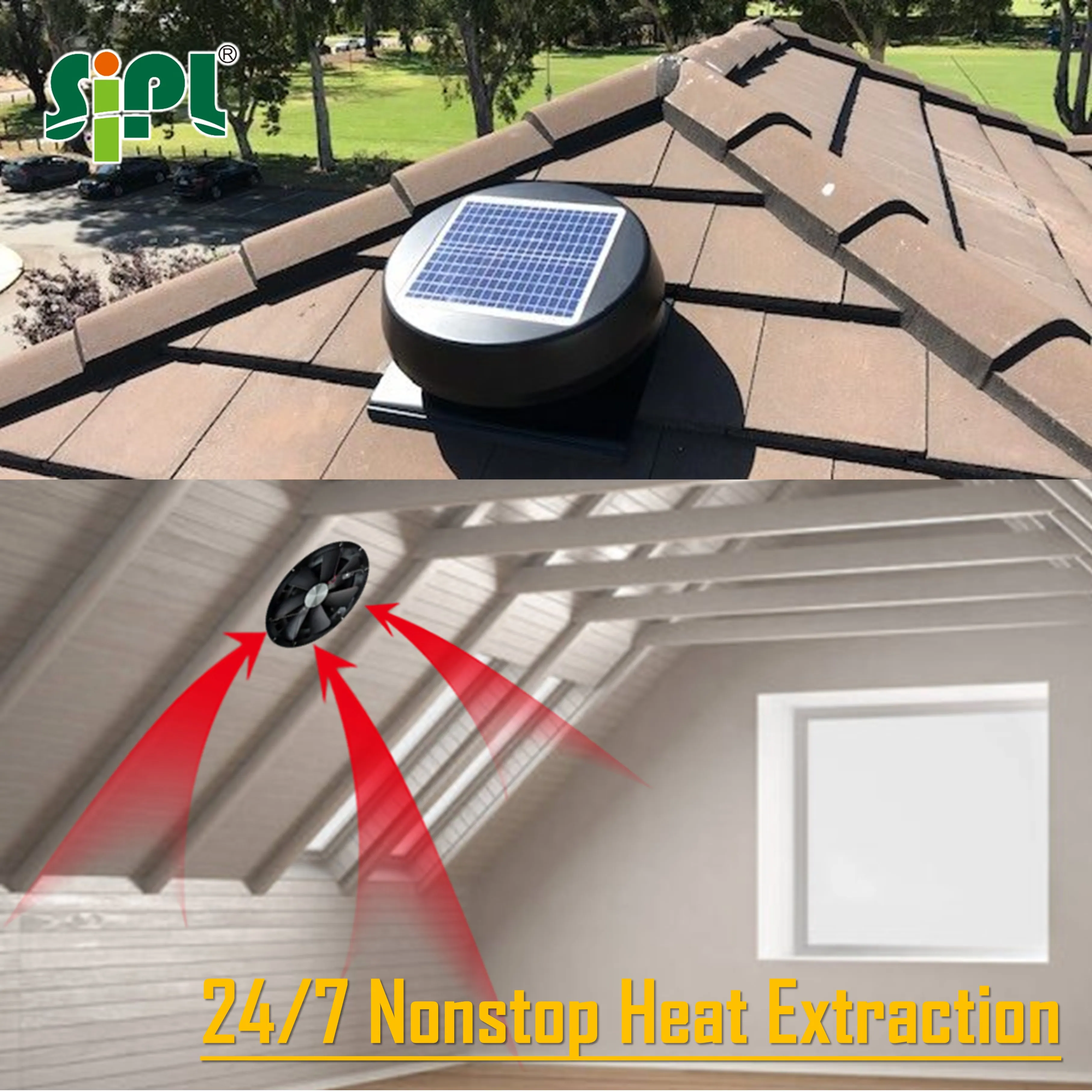 تعمل بالبطارية الشمسية سقف التهوية العلية مروحة التبريد البيئي لا تكلفة الطاقة يوم ليلة مستخرج الحرارة دوامة مروحة العادم في الهواء الطلق