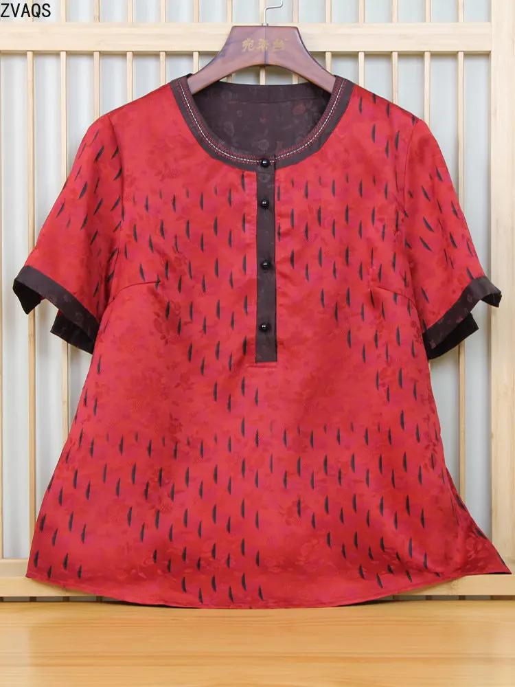 ZVAQS 100% Mulberry Silk Woman Clothes 2026 Summer Top High Grade Xiangyunsha Short Sleeve Blouse Genuine Women Apparel고퀄 티셔츠