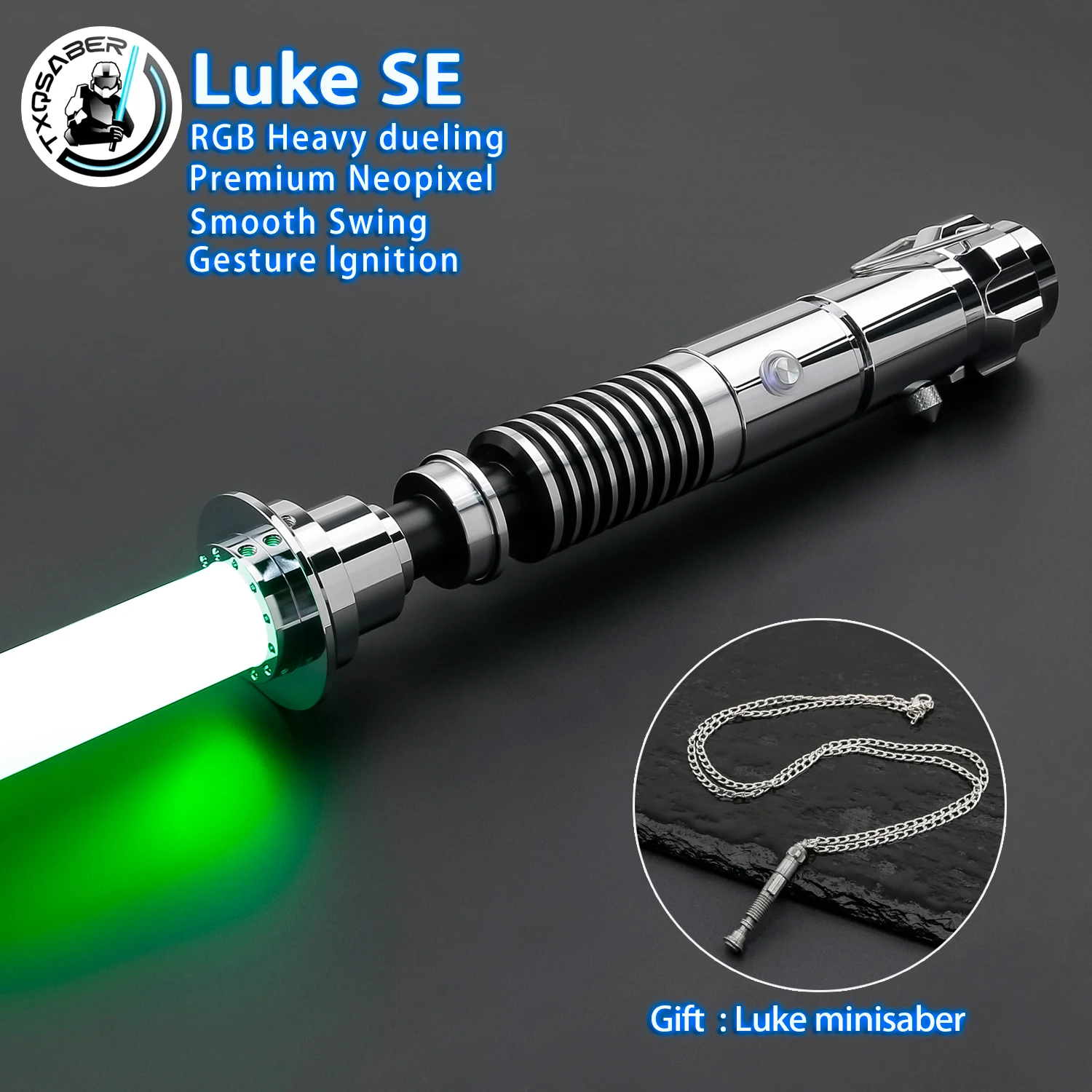 

TXQSABER Люк Скайуокер SE Световой меч RGB Неопиксель Гладкие качели Лазерный меч FOC Melt Force 27 звуков Цвета Изменение Джедая Косплей