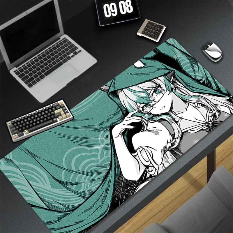 

Mousepad High-Quality Gaming Keyboard Pad Extended Pads Mouse Black And White Anime Girl Mat Mouse Pad PC Cabinet Desk Mat