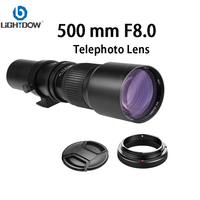 Lightdow Camera 500mm F8.0 Lens Manual Telephoto Zoom With T2 T Mount Adapter for Cannon Nikon Sony  Fuji Olympus Pentax Camera