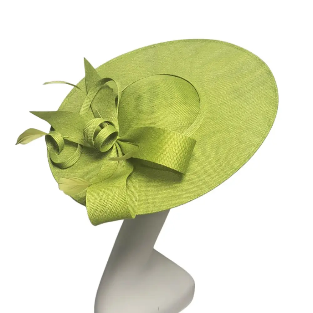 New Wide Brim Women Fascinator Hats Vintage with Headband Derby Hat Elegant Large Cocktail Party Hat for Derby Event