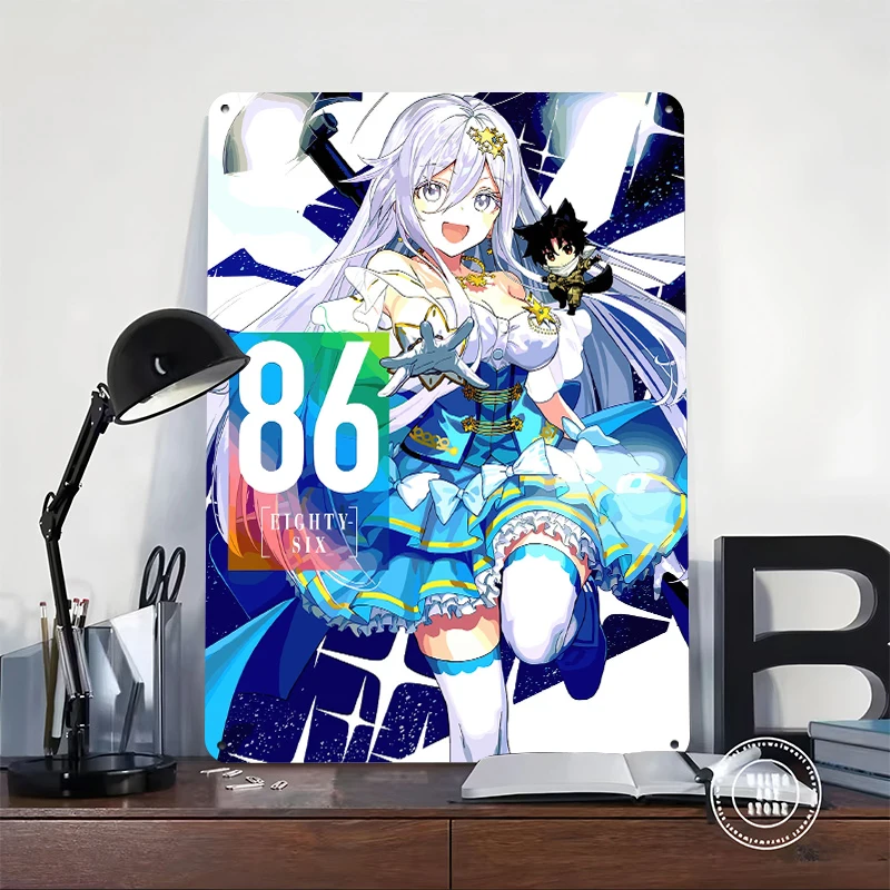 Lena and Shin From 86 Eighty-Six Tinplate Poster Customized Wall Art Retro Vintage Metal Signs for Fans Gamer Decoration Room