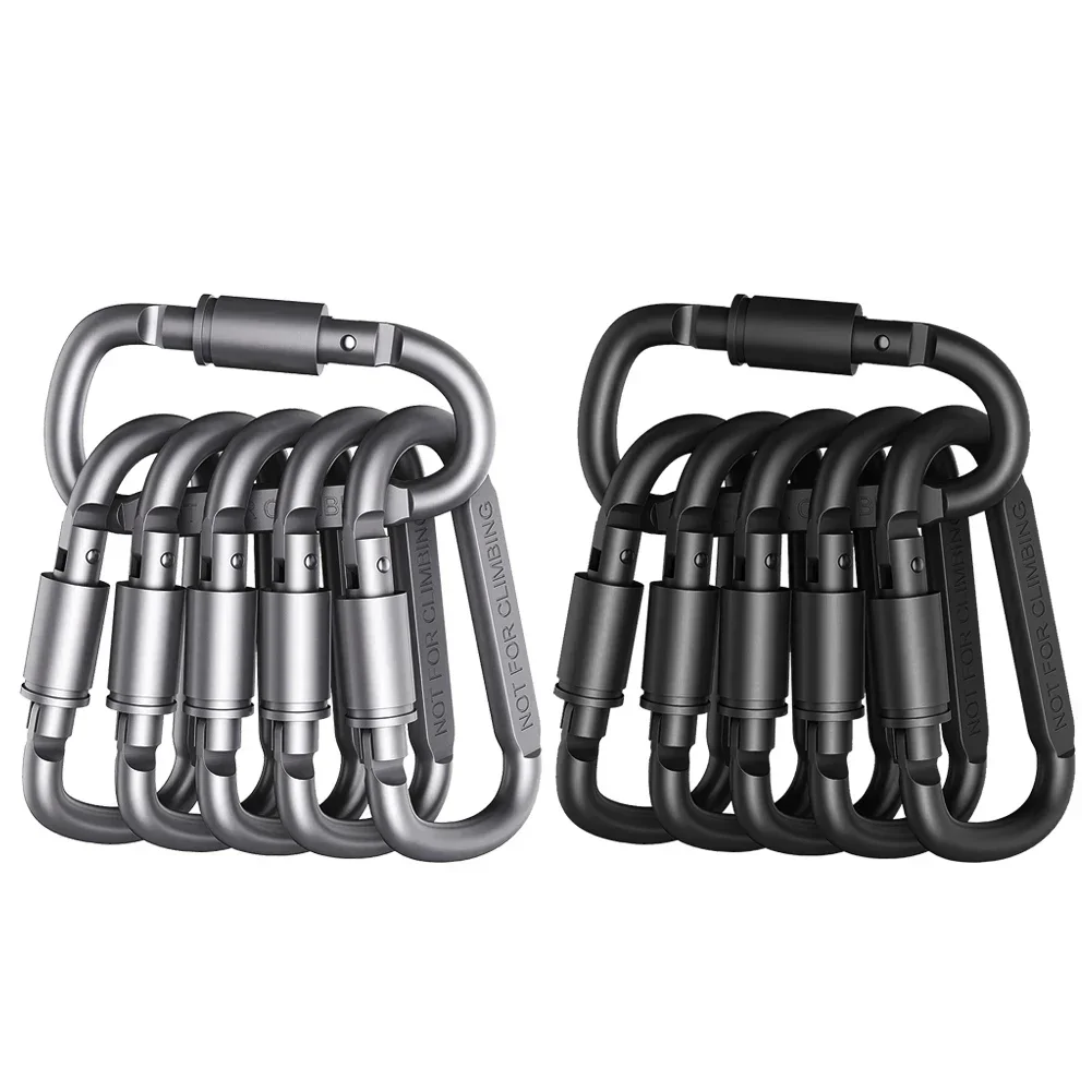 1/6PCS Tactical Steel D Keychain Shape Hook Buckle Clip Climbing Army Carabiner Hanging Fit Outdoor Camping Edc Caribiner