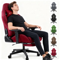 Hapihappy Gaming Chair Luxury Faux Suede Office Chair with Lumbar Support Ergonomic Gamer Chair With Headrest Cushion Footrest