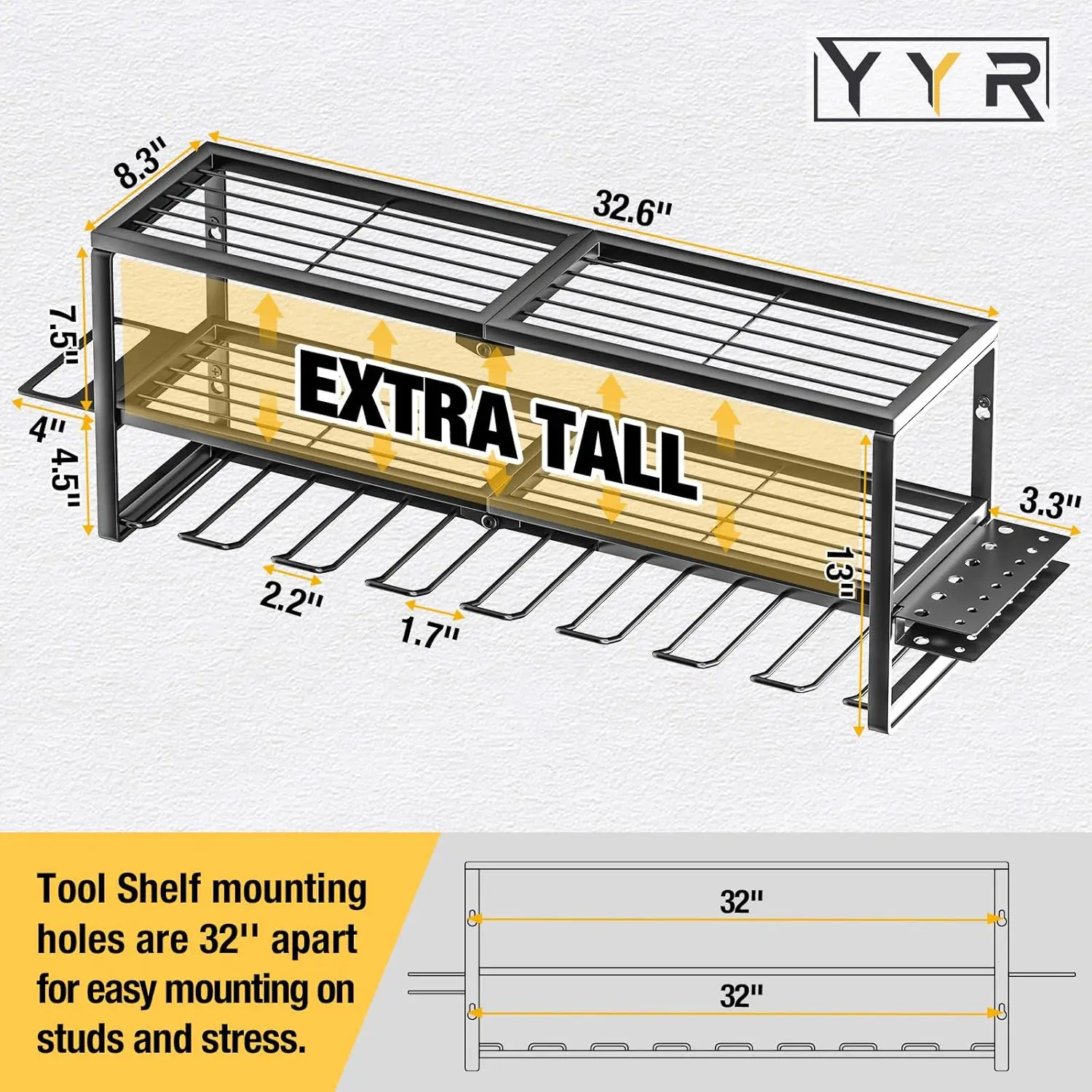 Heavy Duty Power Tool Organizer Wall Mount Cordless Drill Hanger Storage Rack Battery Tools Holder with Charging Station