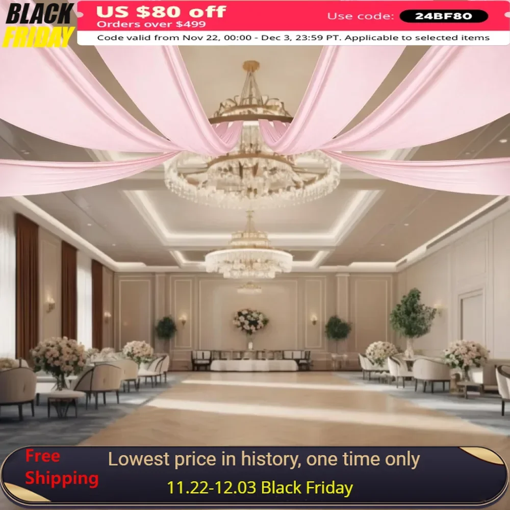 

5FT x 20FT Ceiling Drapes for Wedding, Draping Fabric Sheer Swag Decorations, 6 Panels Ceiling Drapes