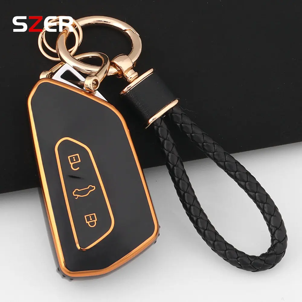 TPU Car Key Case Full Cover Shell For VW Volkseagen Golf 8 MK8 ID.3 ID.4 Cupra Skoda Octavia SEAT Leon MK4 2020-2024 Key Chain image 4