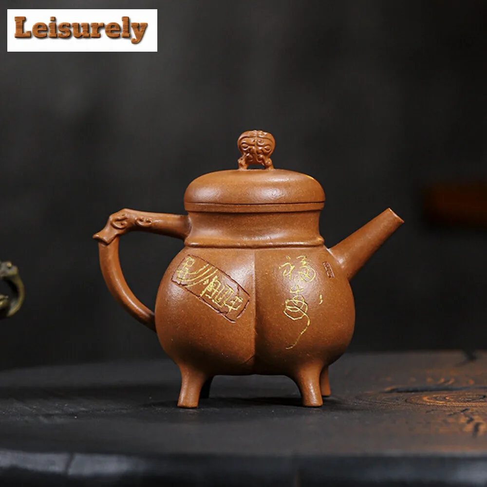 320ML Antique Yixing Purple Clay Teapots Handmade Shenzhou Fuding Pot Raw Ore Downhill Mud Tea Maker Kettle with Filter Zisha