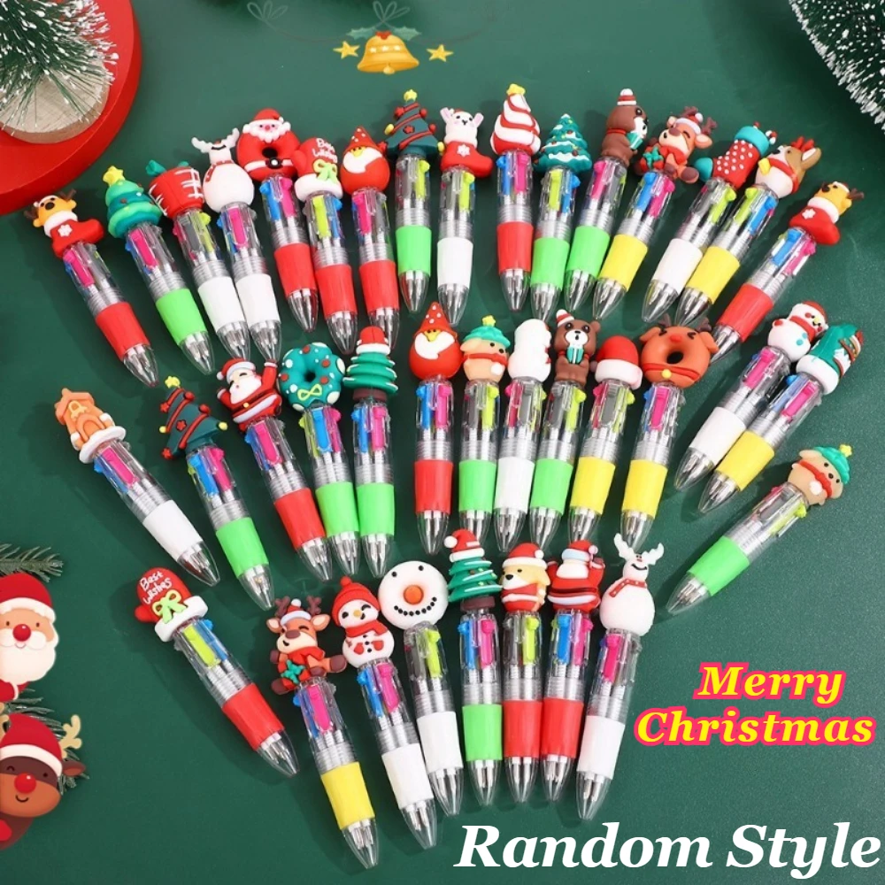 Mini Christmas Pens - Packs of 4, 8, 24, or 32; Assorted Styles; Creative Designs; Silicone Grips; Ergonomic; Holiday Gifts