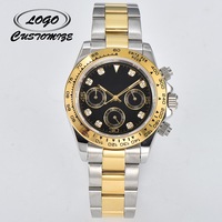 Customizable and personalized logo Panda Three Eyes Quartz Watch VK63 ceramic bezel inlaid with sapphire glass
