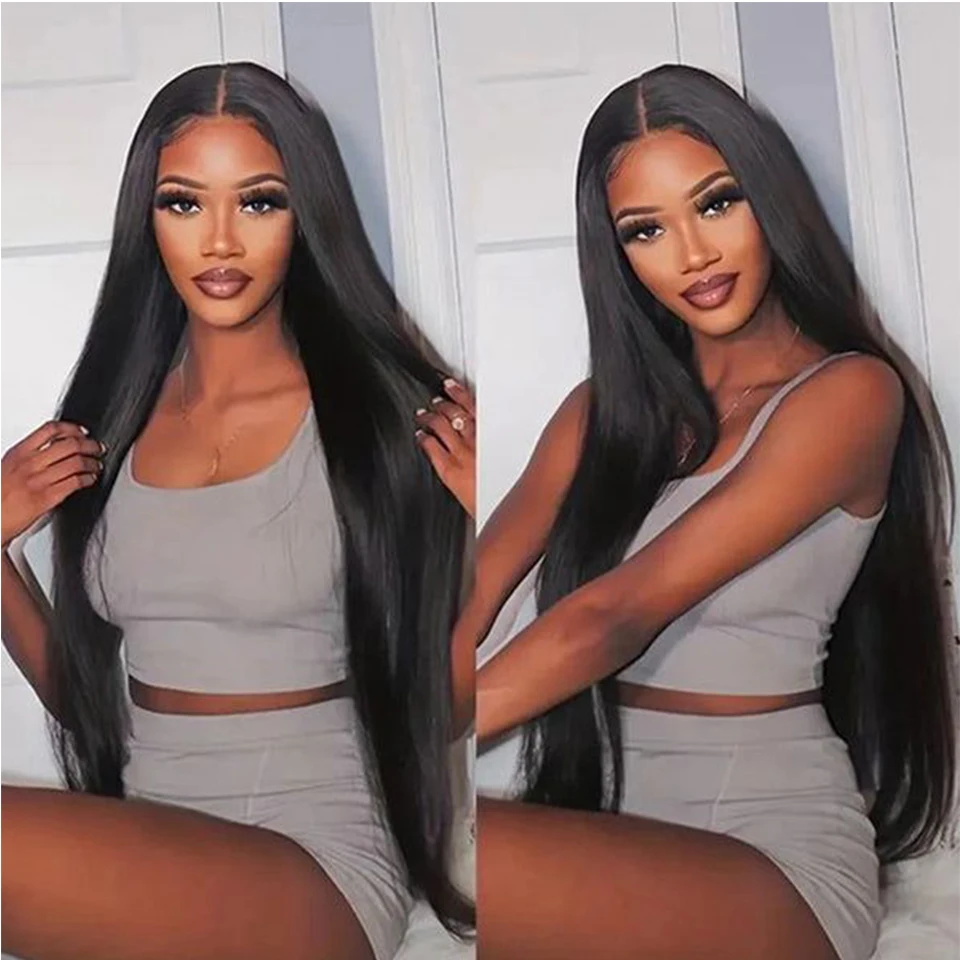 Straight 13x4 Transparent Lace Front Wigs Human Hair 180% 13x6 Lace Frontal Wig for Women PrePlucked With Baby Hair NaturalColor