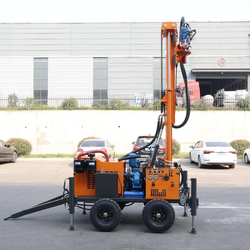 Customized 200M Water Borehole Wheel Crawler Diesel Hydraulic Portable Stable Mud Supply Deep Water Well Drilling Rig