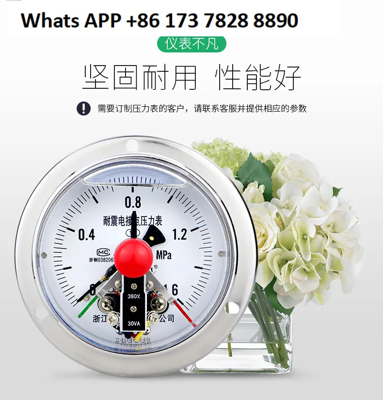 

Электрический контактный манометр с осевым ремнем, ударопрочный, YNXC100ZT, стандартная резьба M20 * 1,5, гидравлический