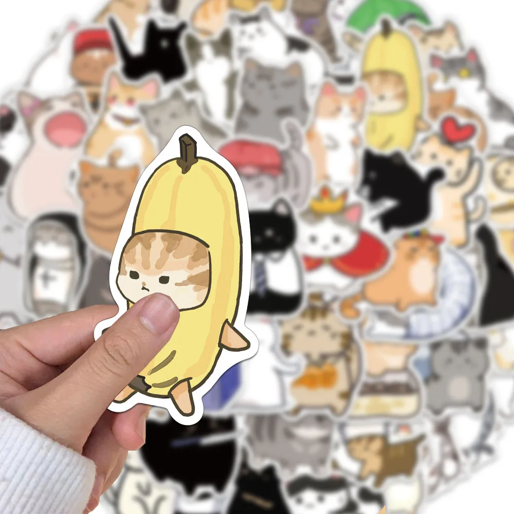 55PCS Creative Q-Version Cat Meme Sketching Stickers, Phone Case Decoration, DIY Phone Case, Notebook Stickers