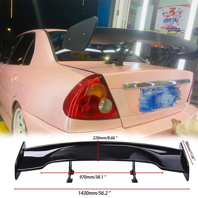 

For Lioncel 2004 2005 spoiler gt wing ford mustang carbon fiber ABS Glossy Black universal ailerons for cars tuning